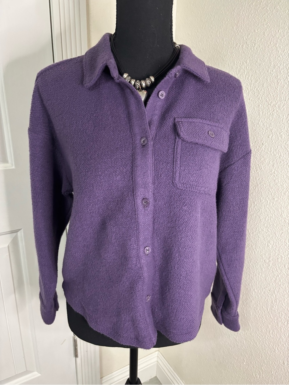 Old Navy Purple Button-Down Shirt Jacket